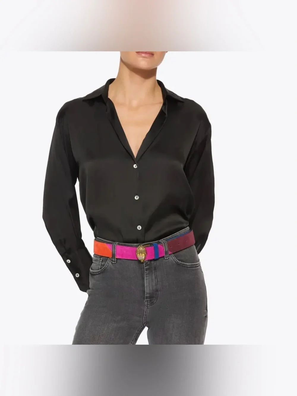 KURT GEIGER London Kensington Eagle Buckle Suede Multicolor Belt Size S/M - NEW